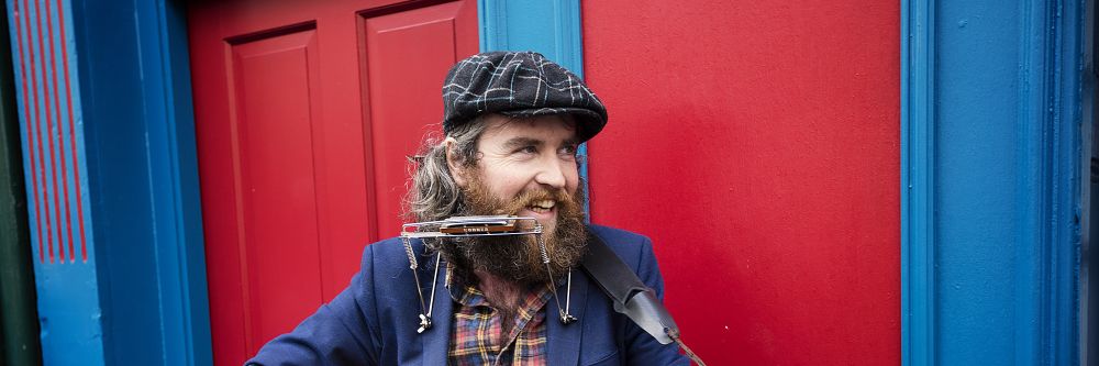 Irish musician busking