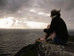 Woman looking to sea