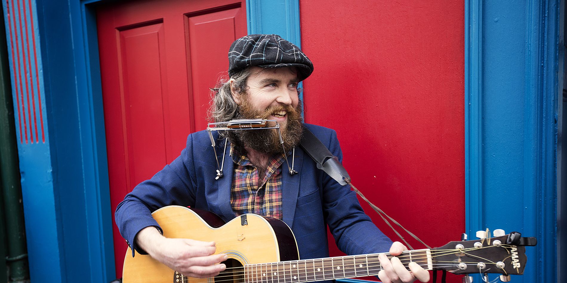 Irish musician busking