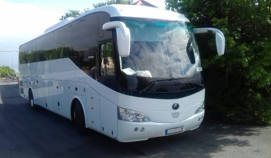 The exterior of a 51 Seater full sized Coach