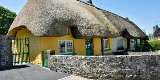 The famous thatched cottages lining the main street of Adare, County Limerick